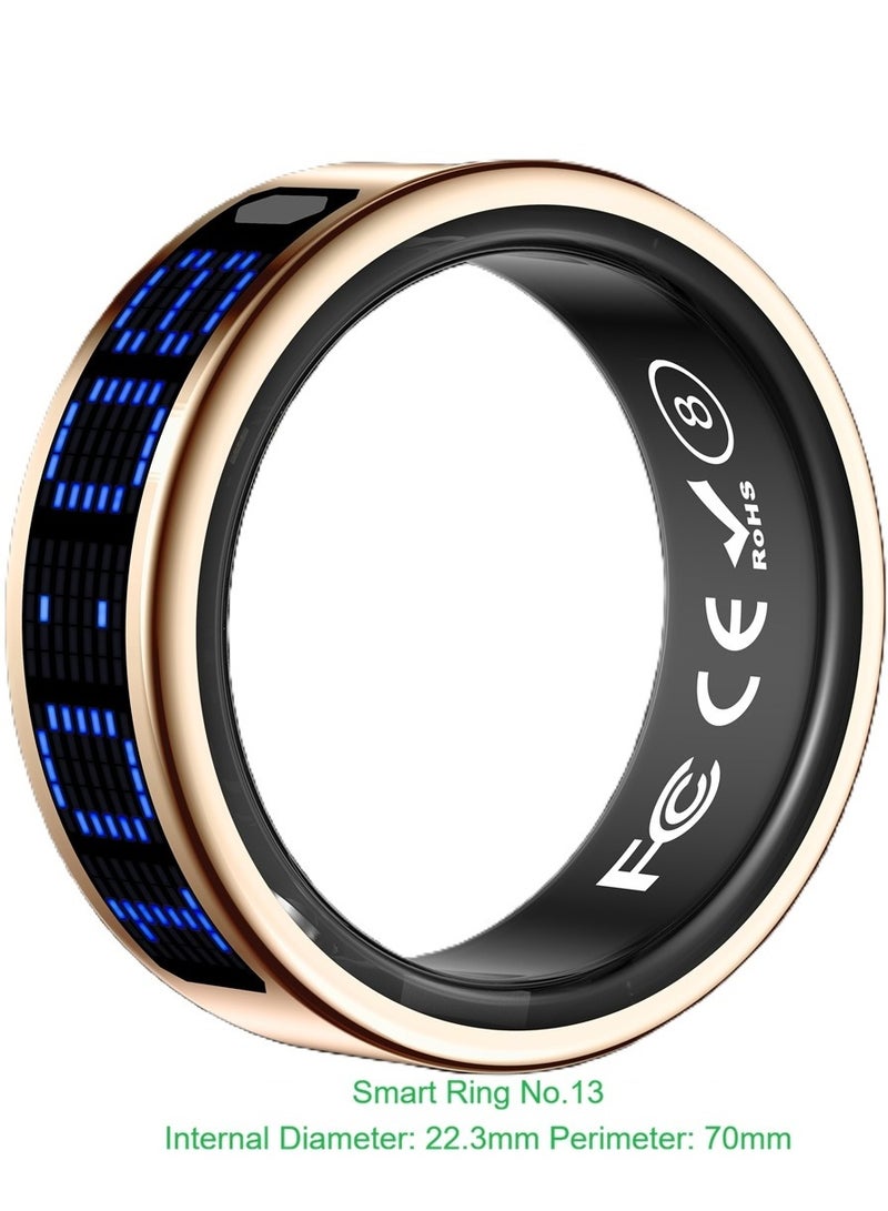 general Smart Ring SR16 for Heart Rate Monitoring, Blood Oxygen Monitoring, Sleep Monitoring, Motion Detection, Multi-Functional Display, All-Weather Protect Your Health with Caller ID Reminder, IP68 Waterproof, Black No.13, Internal Diameter: 22.3mm, Perimeter: 70mm - Image 1